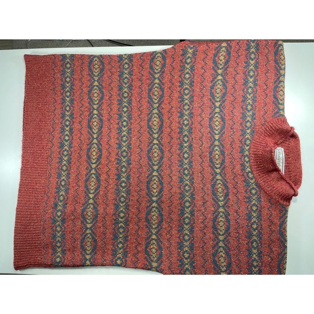 Silk Angora Stone Canyon Sweater W/ L Red Fair Isle Mock Neck excellent vintage - Picture 7 of 12